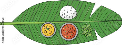 Traditional South Indian Thali on Banana Leaf