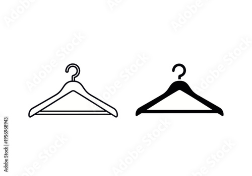 Two hangers are shown side by side in a minimalist illustration style