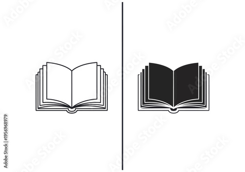 Two open books stacked side by side on a surface indoors