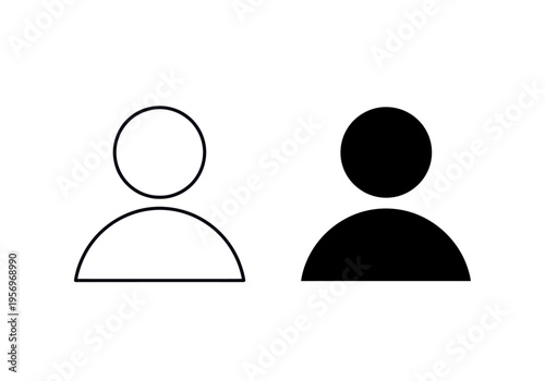 Two simple human figures one outlined and one filled standing side by side in profile