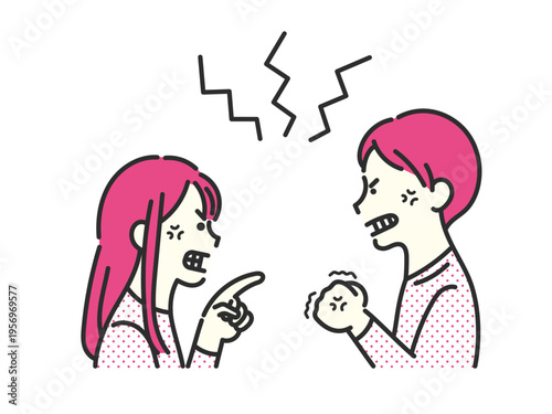喧嘩をするカップルのイラスト