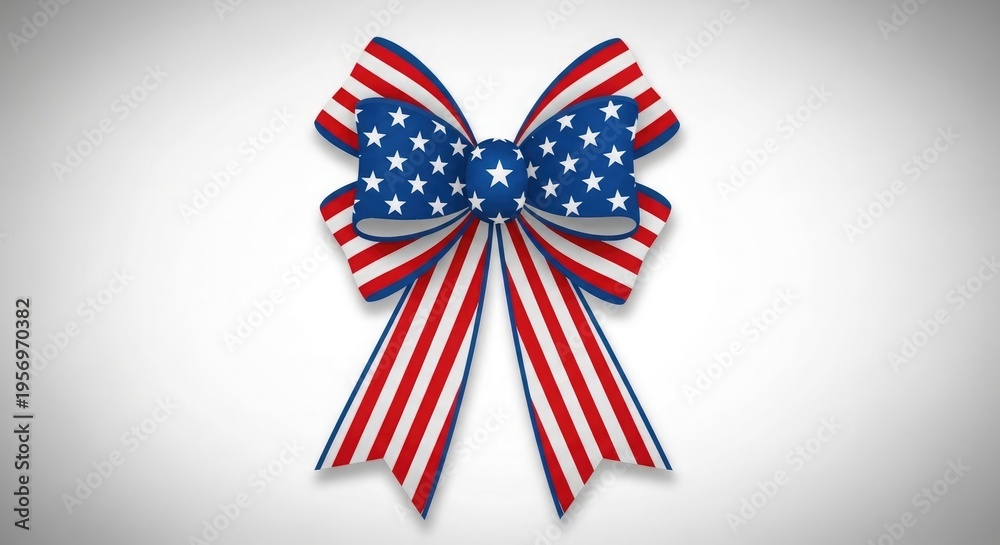 Obraz premium Patriotic american flag ribbon bow