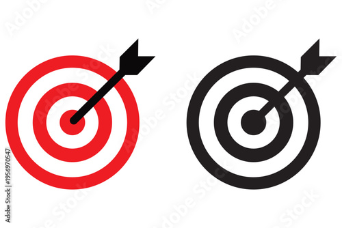 Target Icon Set with Arrow Bullseye – Goal Achievement, Business Success, Accuracy and Strategy Symbol
 Vector Collection