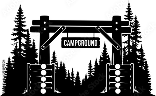 Vector campground entrance sign illustration