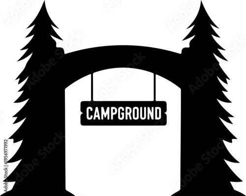 Vector campground entrance sign illustration