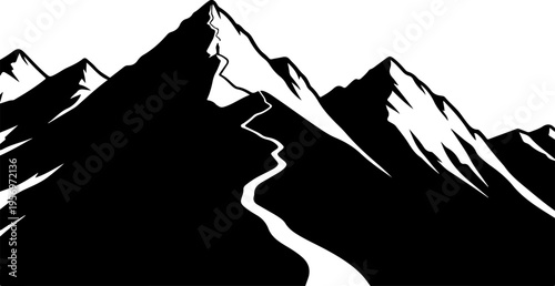 Black mountain range silhouette vector illustration
