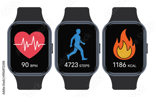 Smartwatch Vector Illustration with Health Metrics