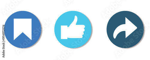 Bookmark Like Share Icon Set Social Media UI Interaction Symbols