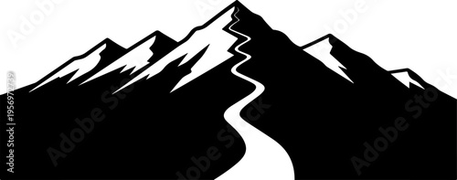 Black silhouette mountain range vector illustration
