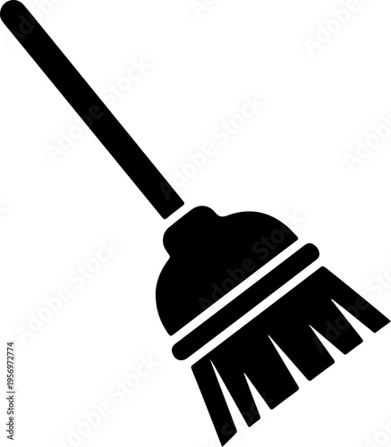 Vector black broom icon