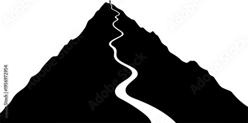 Vector mountain icon with winding path