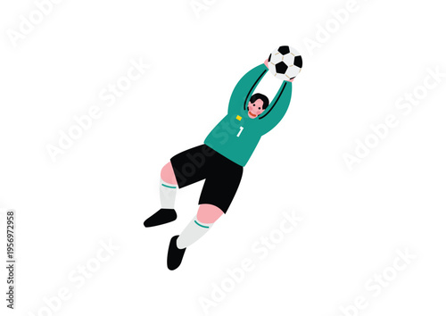 ボールをキャッチするゴールキーパーのイラスト