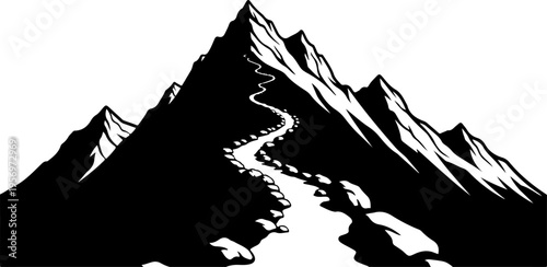 Black mountain range silhouette vector illustration