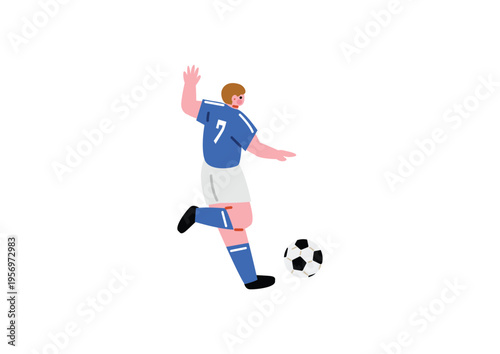 ボールを蹴るサッカー選手のイラスト
