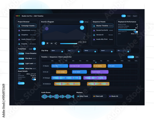Professional video editing software interface showcasing a detailed