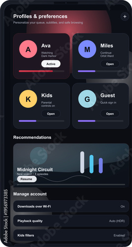 A modern mobile application interface for a video streaming service