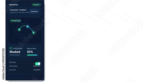 A mobile application interface for a virtual private network service