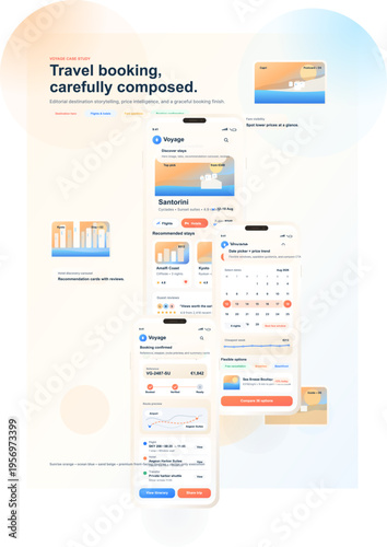 Modern UI/UX case study for a travel booking mobile application