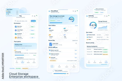 A professional user interface design for a mobile cloud storage