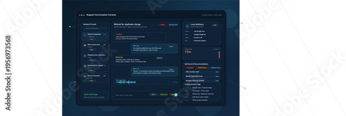 A modern customer support dashboard interface featuring a