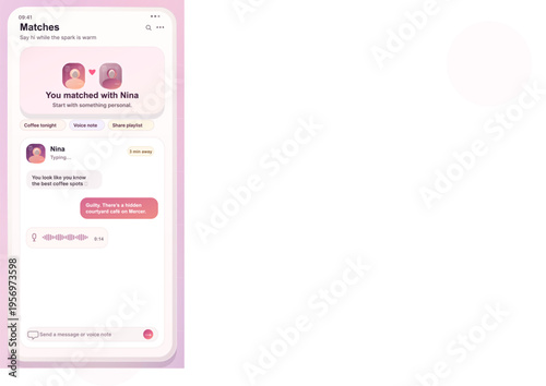 A digital illustration of a dating app interface on a mobile screen