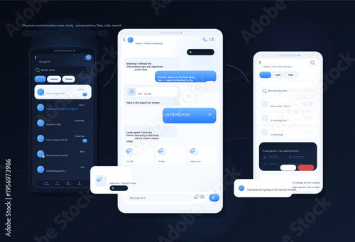 A user interface design for a mobile messaging application shown on