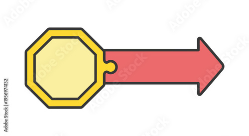 Conceptual diagram showcasing a vital process step or solution component, creatively linked with an arrow indicating forward movement and strategic progression