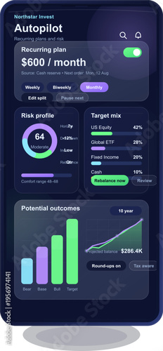 A modern mobile app interface for automated investment management