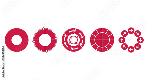 Circular diagram options for process visualization and data representation