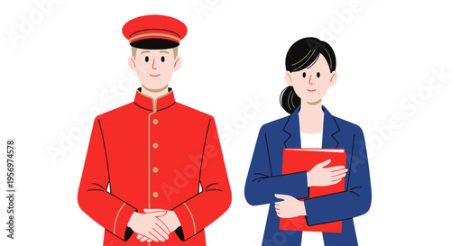 Dedicated Service Professionals A Businesswoman and Concierge Team Illustrating Excellent Customer Care and Corporate Hospitality