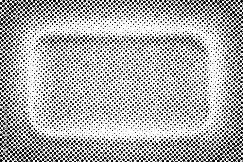 Black and white halftone style rectangle led neon tube frame isolated. Round pixel dots style. Vector illustration