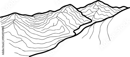 Vector topographic mountain range illustration