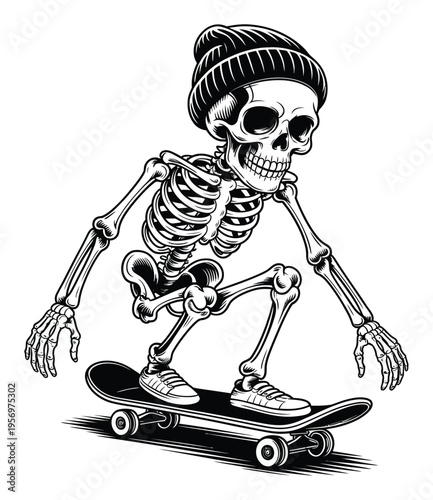 Skateboarding Skeleton Vector Illustration