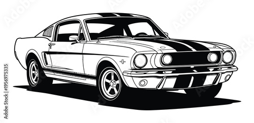 Vintage Ford Mustang Vector Illustration