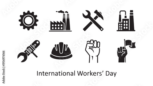 International Workers Day Icons For Labor Rights And Solidarity Concepts