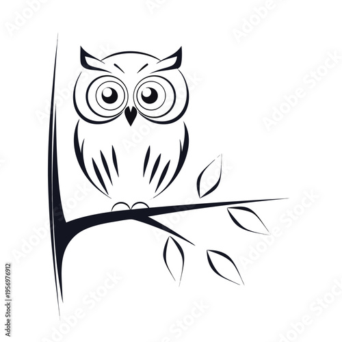 Majestic Owl Silhouette Resting on a Tree Branch Under the Moon