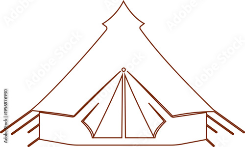 Camping tent icon outdoor adventure shelter symbols with camp tents, mountain and forest travel elements for hiking tourism nature trip vector illustration design