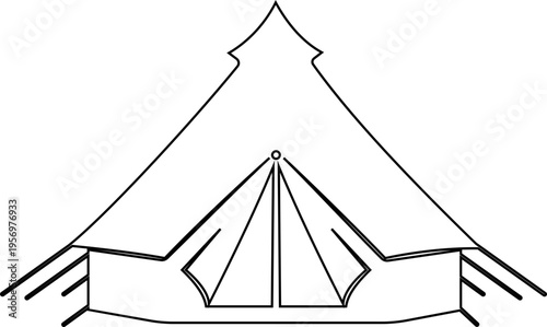 Camping tent icon outdoor adventure shelter symbols with camp tents, mountain and forest travel elements for hiking tourism nature trip vector illustration design