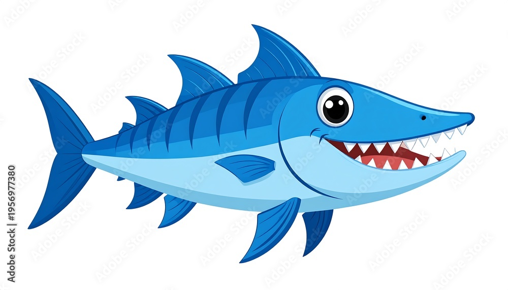Fototapeta premium Cartoon Barracuda Fish Illustration.