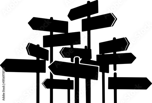 Set of 13 black blank signpost icons vector