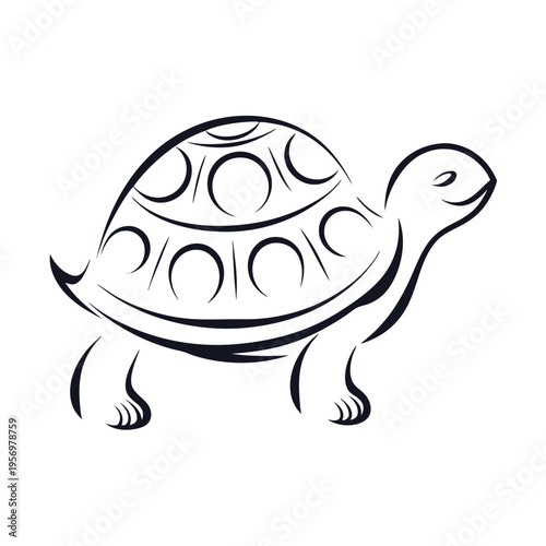Clean Turtle Silhouette with Distinctive Patterned Shell Vector, Suitable for Branding and Ecological Themes