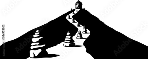 Vector illustration of hands holding stone balance scales