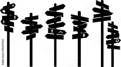 Set of 6 directional signpost icons vector