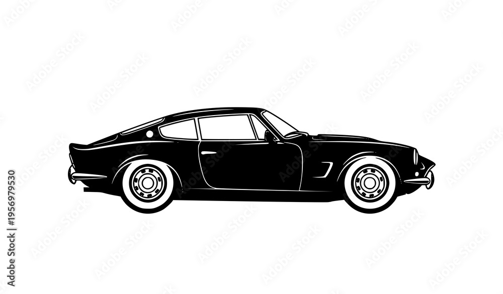 Fototapeta premium Retro Sports Car Vector Silhouette Illustration for Automotive Design