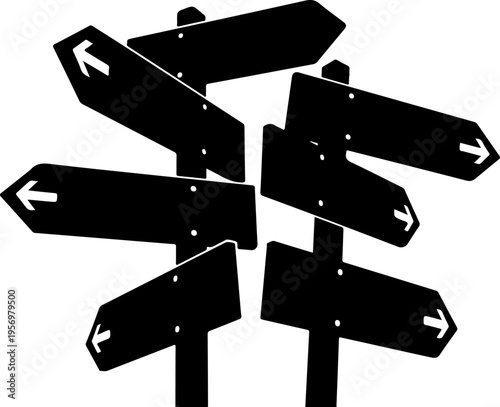 Set of 8 black directional sign icons vector