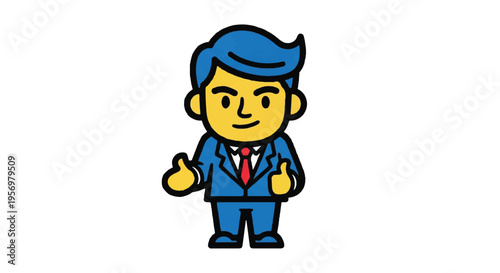 Cartoon businessman giving thumbs up approval positive attitude