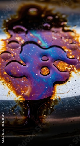 Colorful Oil Spill on a Surface.