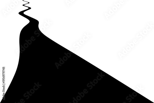 Vector silhouette of a volcano with eruption