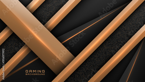 Modern Gaming Background in Metallic Black and Beige, Futuristic Esports Banner Design