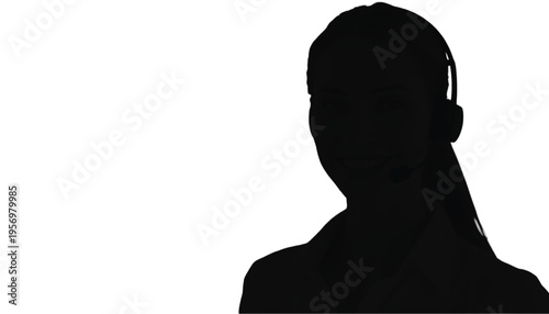 Anonymous female silhouette viewed from the back, head turned slightly to the right on a simple white studio.
